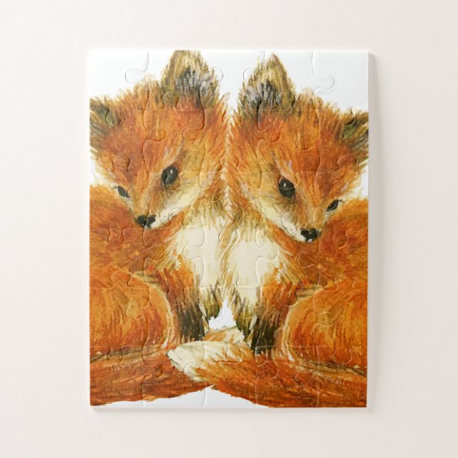 Baby Twin Foxes Puzzle (Vertikal)