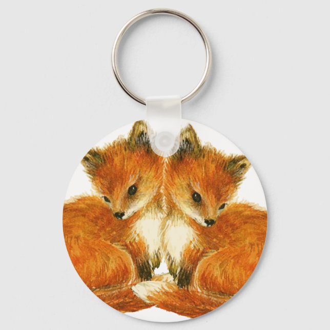 Baby Twin Foxes Schlüsselanhänger (Vorderseite)