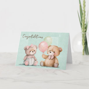 Baby Twin Teddy Bears Herzlichen Glückwunsch Karte