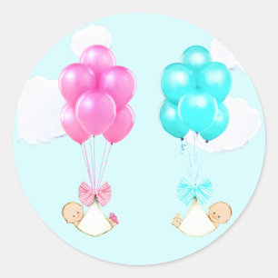 Baby Twins Boy and Girl Runder Aufkleber