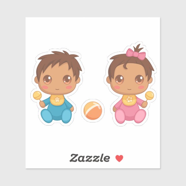 Baby Twins Boy and Girl Stickers Aufkleber (Blatt)