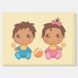 Baby Twins Boy und Girl Magnet