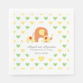 Baby Twins Elephant Theme Baby Shower Napkin Serviette