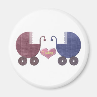 Baby-Twins von Jungen und Mädchen, Pram Art Design Magnet