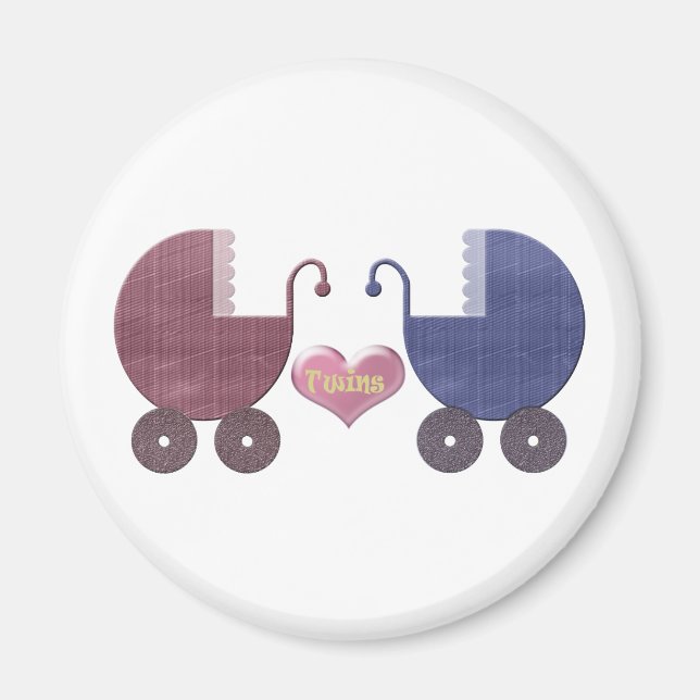 Baby-Twins von Jungen und Mädchen, Pram Art Design Magnet (Vorne)