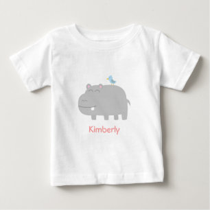Baby u. Kinder: Niedliches Flusspferd mit blauem Baby T-shirt