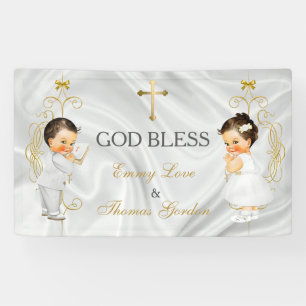 Baby-u. Mädchen-Zwillings-Taufe-Taufgold Banner