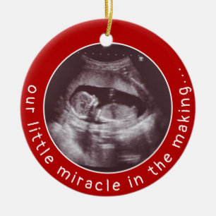 Baby Ultrasound Foto Red Miracle Weihnachten Keramik Ornament