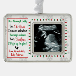 Baby Ultrasound Neue Eltern Rahmen-Ornament Silber