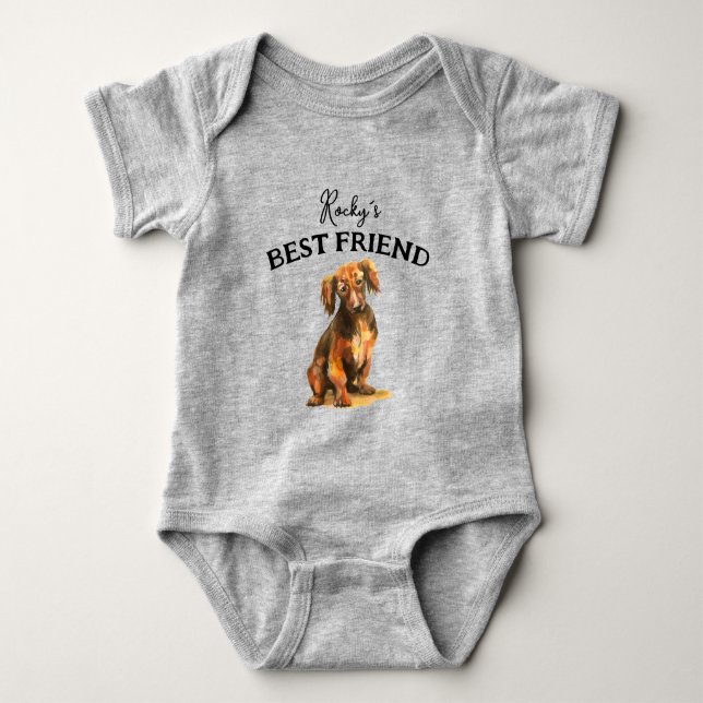 Baby und flauschiger Freund, beste Freunde Strampler (Vorderseite)