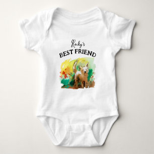 Baby und flauschiger Freund, beste Freunde Strampler