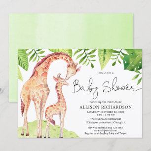 Baby- und Mami-Giraffe-Safari-Babydusche Einladung