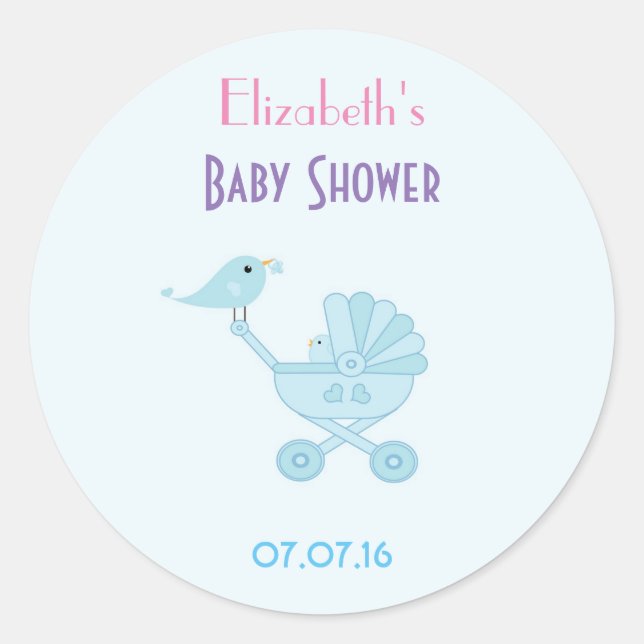 Baby und Mommy Bluebirds Baby Dusche Gefallen Runder Aufkleber (Vorderseite)