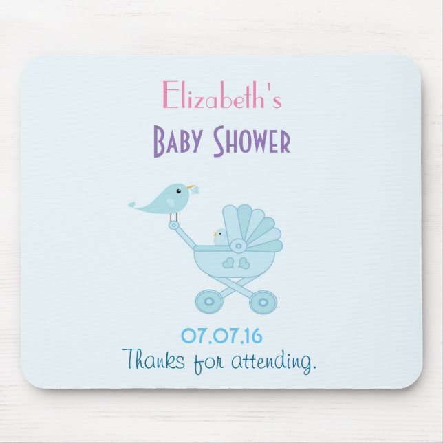 Baby- und Mommy Bluebirds Babydusche Mousepad (Vorne)