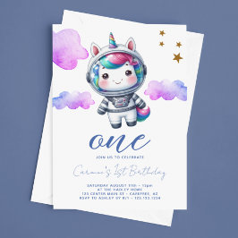 Baby Unicorn Astronaut 1. Geburtstag Einladung