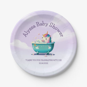 Baby Unicorn Bath Time   Babydusche Pappteller
