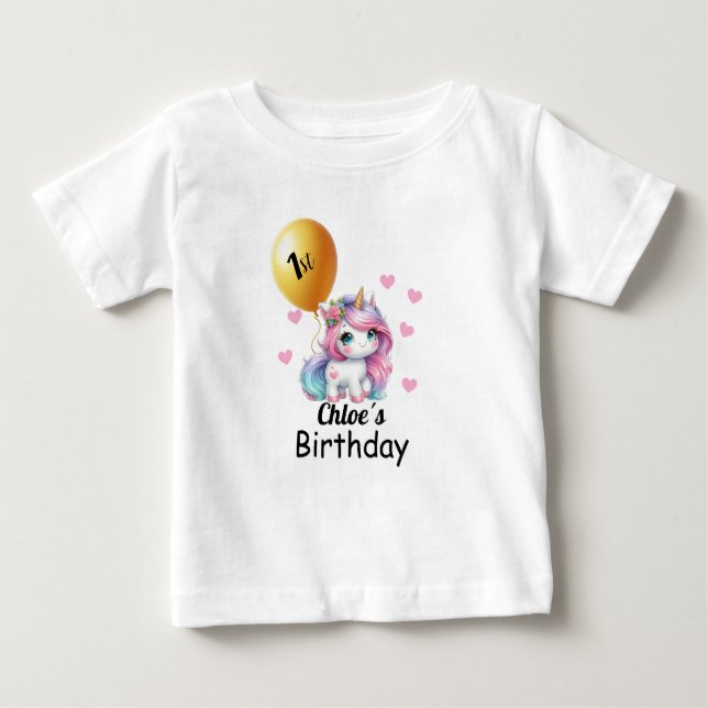 Baby Unicorn Birthday Shirt, Baby T-shirt (Vorderseite)