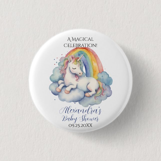 Baby Unicorn Boy Baby Shower Button (Vorderseite)