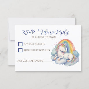 Baby Unicorn Boy Baby Shower RSVP Karte