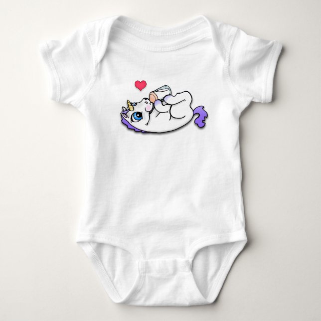 Baby Unicorn, der die Zeit - lila füttert Strampler (Vorderseite)
