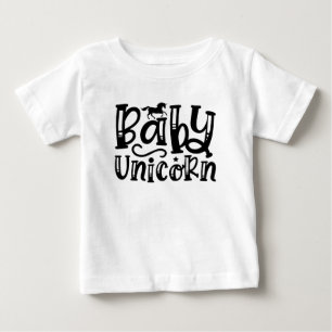 Baby Unicorn Gender Neutral Black and White T-shirt