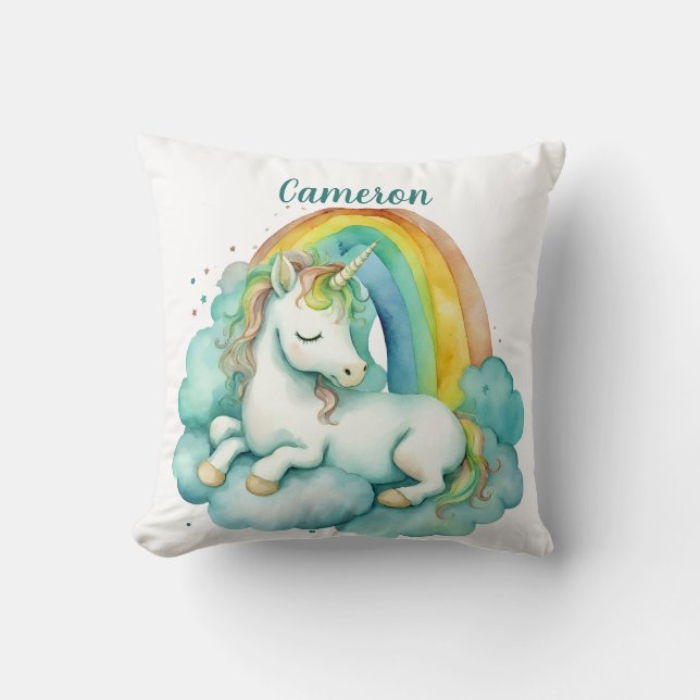 Baby Unicorn Geschlecht Neutral Personalisiert Kissen (Vorderseite)