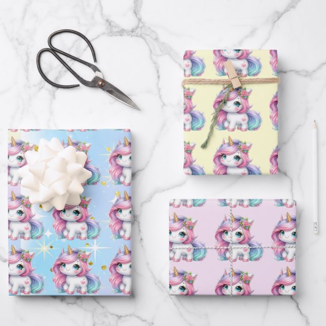Baby Unicorn gift wrapping paper! Geschenkpapier Set (Vorderseite)