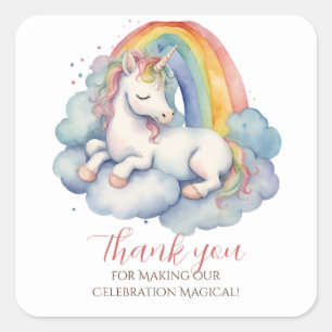 Baby Unicorn Girl Baby Dusche Vielen Dank Quadratischer Aufkleber