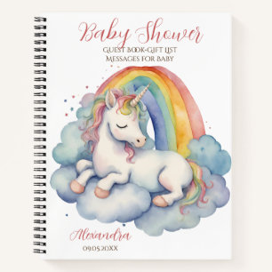 Baby Unicorn Girl Baby ShowGuest Gift List Notizbuch