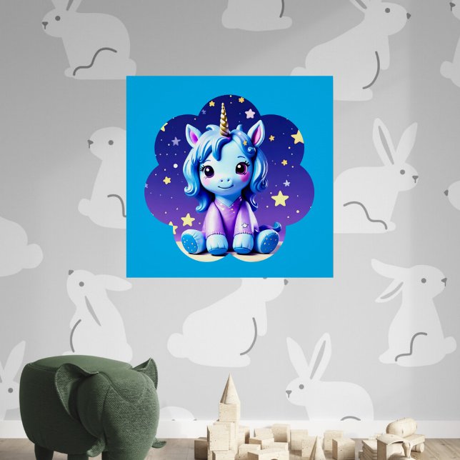 Baby Unicorn in PJ's glänzendes Poster (Von Creator hochgeladen)