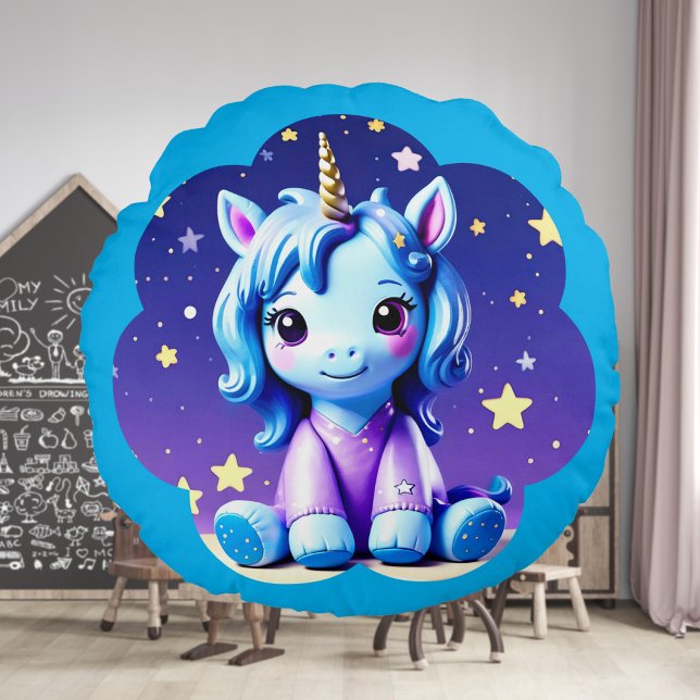 Baby Unicorn in PJ's Round Kissen (Von Creator hochgeladen)