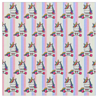 Baby Unicorn mit Rainbow Background Stoff