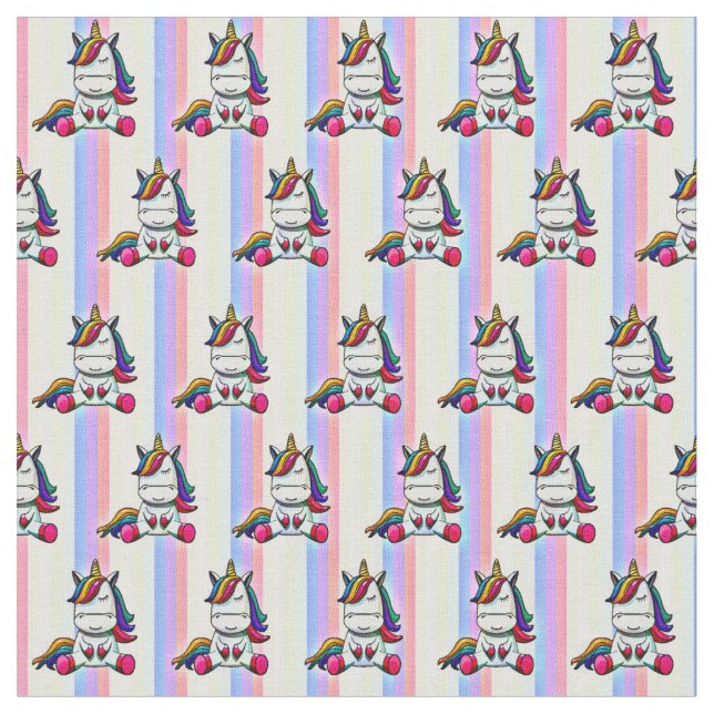Baby Unicorn mit Rainbow Background Stoff (Nahaufnahme)
