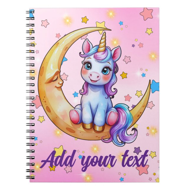 Baby Unicorn Moon Notebook Notizblock (Vorderseite)