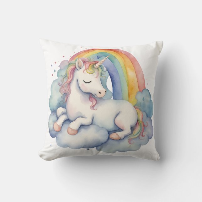 Baby Unicorn Rainbow Cloud Kissen (Vorderseite)