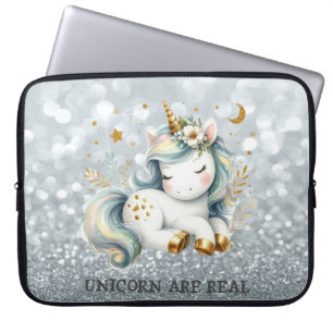 Baby Unicorn Silver Glitzer Bokeh Laptopschutzhülle