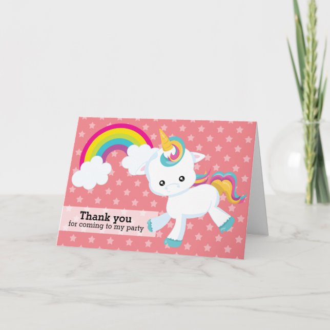 Baby Unicorn * Wählen Sie Ihre Hintergrundfarbe Dankeskarte (Vorderseite)