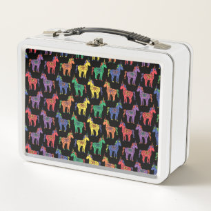 Baby Unicorns mehrfarbig auf Black Metal Lunchbox