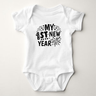 Baby Unisex First New Year Wortart Strampler