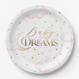 Baby unserer Dreams Moon and Stars Pink Baby Dusch Pappteller