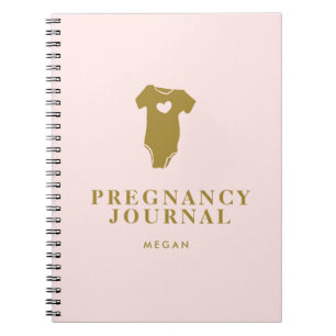 Baby Vest Pregnancy Journal Blush Pink und Gold Notizblock