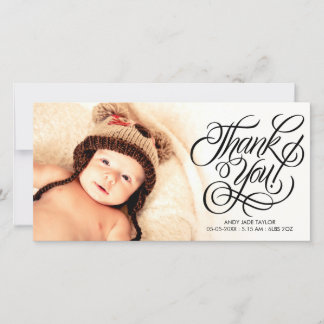 Baby Vielen Dank, dass Sie Calligraphy Overlay Fot Dankeskarte