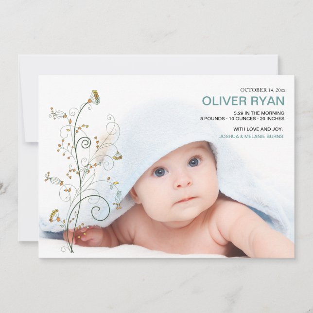 Baby Vines Foto Geburtsankündigung Ankündigung (Vorderseite)