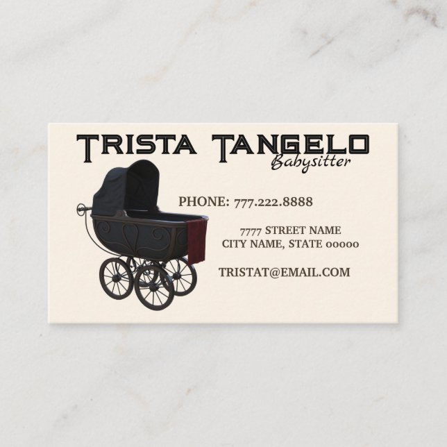 Baby Vintag Carriage Babysitter Kinderbetreuung Visitenkarte (Vorderseite)