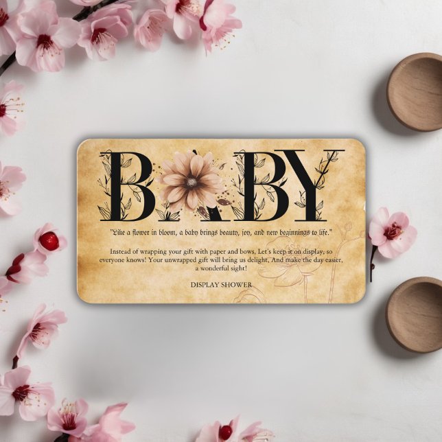 Baby Vintag Floral Monogram Babydusche Begleitkarte (Von Creator hochgeladen)