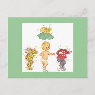 Baby Vintag Paper Puppenkarten Postkarte