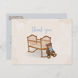 Baby Vintag Vielen Dank Blue Teddy Bear Kinderzimm Postkarte