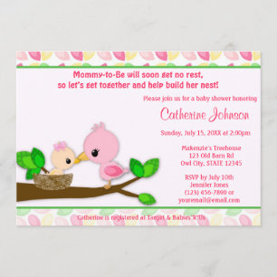 Baby-Vogel-Nest-Baby-Shower-Einladungen MÄDCHEN Mu Einladung