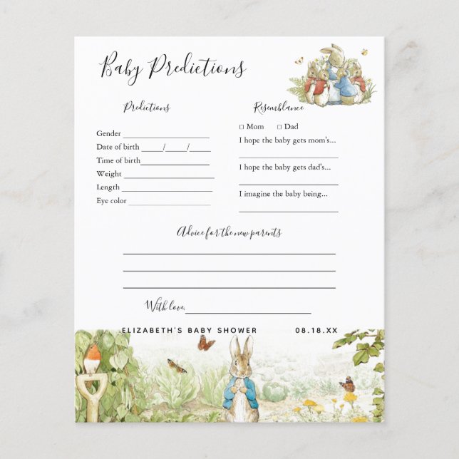 Baby-Vorhersagen | Baby Showspiel (Vorderseite)