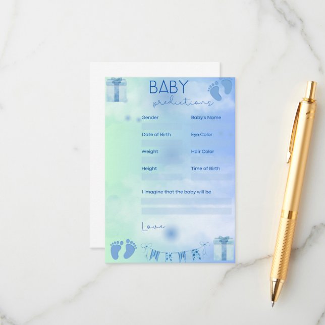 Baby-Vorhersagen Begleitkarte (Vorderseite/Rückseite Beispiel)